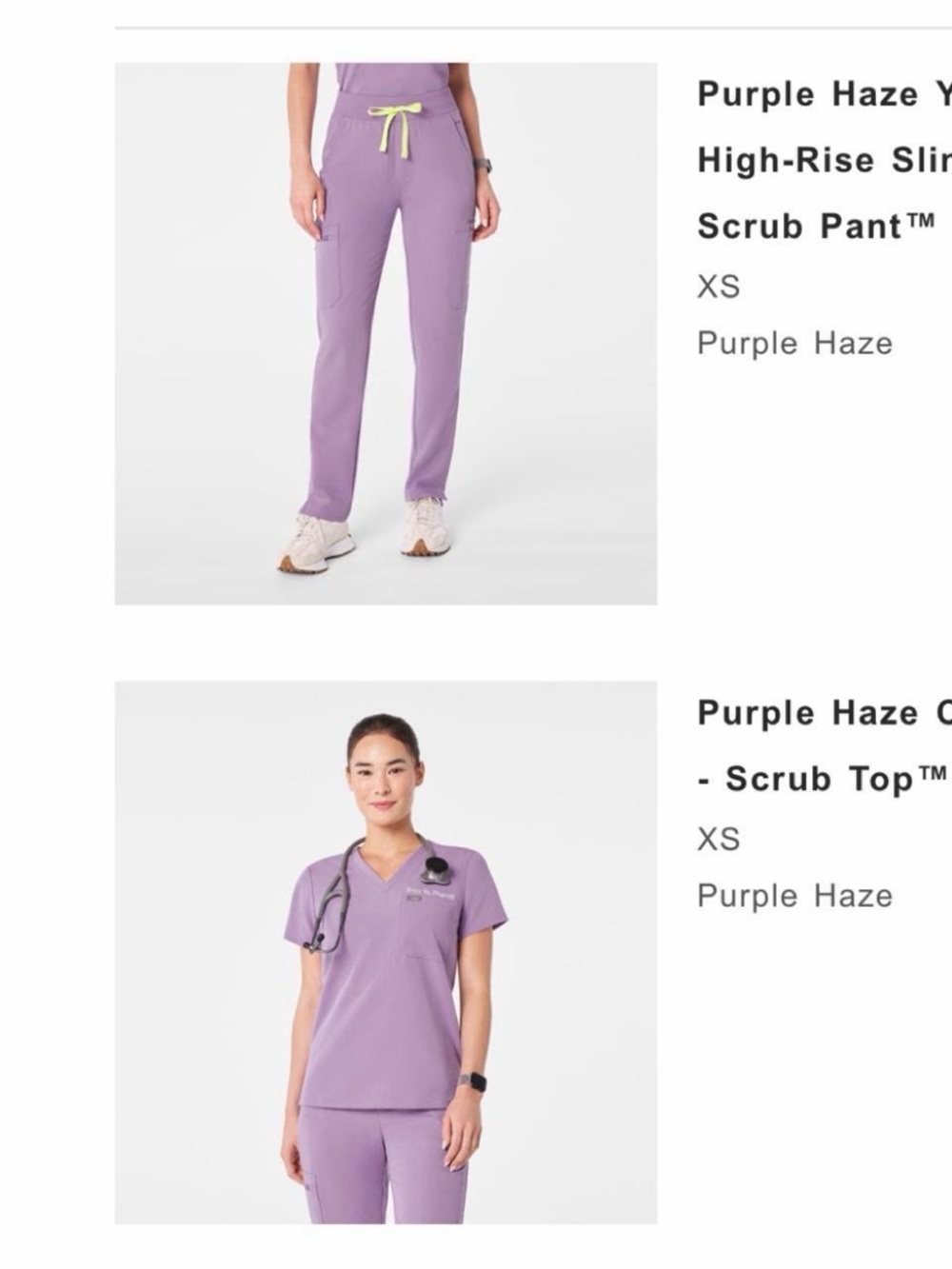 Figs Purple Haze Straight-Leg Scrub Pants with Contrast Drawstring